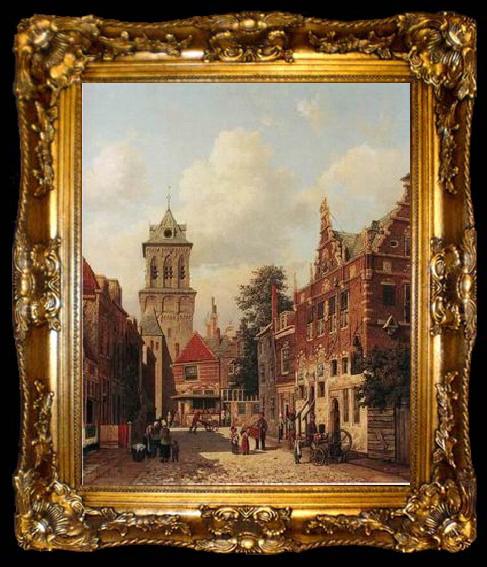 framed  unknow artist European city landscape, street landsacpe, construction, frontstore, building and architecture. 093, ta009-2